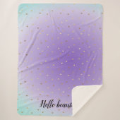 Couverture Sherpa Coeurs d'or violet Aqua Ombre (Devant)