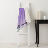 Couverture Sherpa Coeurs d'or violet Aqua Ombre (En situation)