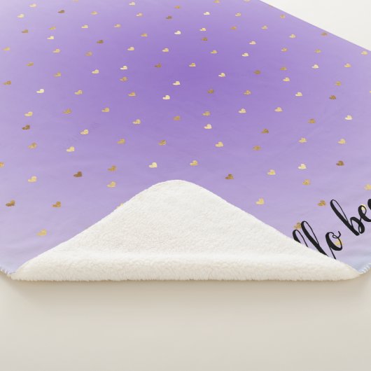 Couverture Sherpa Coeurs d'or violet Aqua Ombre (3/4)