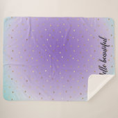 Couverture Sherpa Coeurs d'or violet Aqua Ombre (Devant (Horizontal))