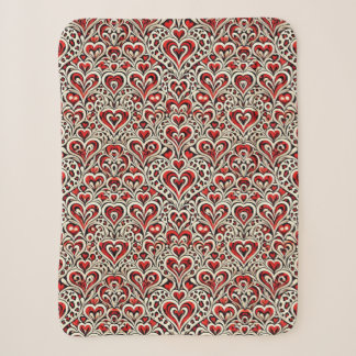 Couverture Sherpa Cœurs doux rouges
