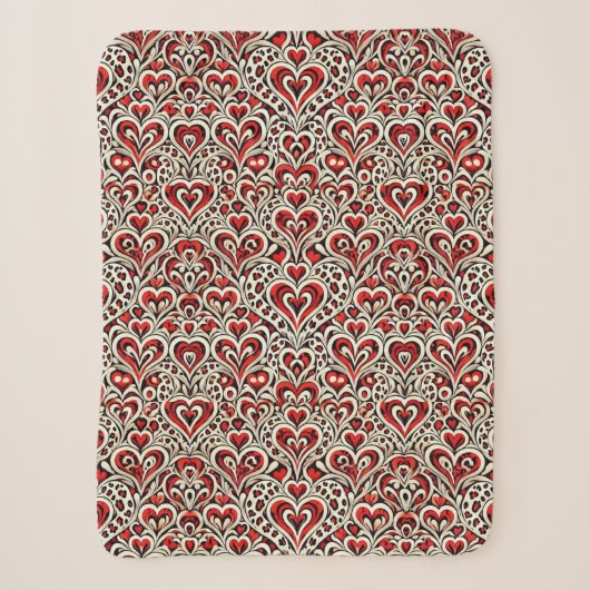 Couverture Sherpa Cœurs doux rouges (Devant)