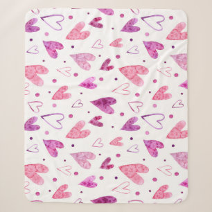 Couverture Sherpa Coeurs et Pois roses : Plaisir romantique.