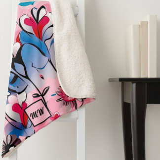 Couverture Sherpa Coeurs floraux, vibrants et monogramme de fleurs
