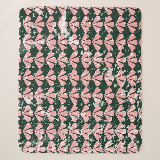 Couverture Sherpa Coeurs gronces et fleurs motif. (Devant)