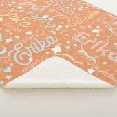 Couverture Sherpa Coeurs mignons et étoiles avec nom sur Apricot (3/4)