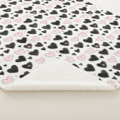 Couverture Sherpa Cœurs Noirs Roses (3/4)