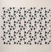 Couverture Sherpa Cœurs Noirs Roses (Devant (Horizontal))