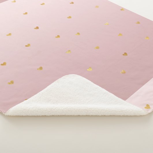 Couverture Sherpa Coeurs Ombres dorés rose (3/4)