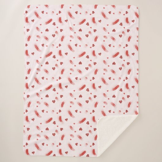 Couverture Sherpa Cœurs Pailletés Rouge Rose (Devant)