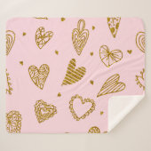 Couverture Sherpa Coeurs parties scintillant or : motif arrière - pl (Devant (Horizontal))