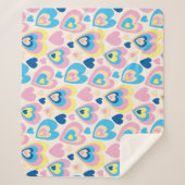 Couverture Sherpa Coeurs Pastel. (Devant)