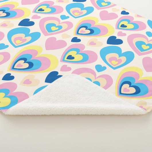 Couverture Sherpa Coeurs Pastel. (3/4)