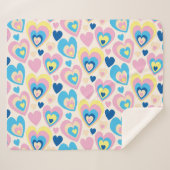 Couverture Sherpa Coeurs Pastel. (Devant (Horizontal))