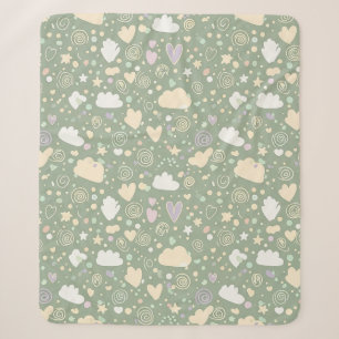 Couverture Sherpa Cœurs pastel et nuages Aquarelle Rêve (4)