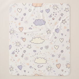 Couverture Sherpa Cœurs pastel et nuages Aquarelle Rêve (7)