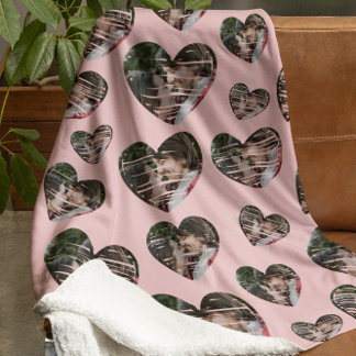 Couverture Sherpa Coeurs photo personnalisées romantiques Rose Sherp