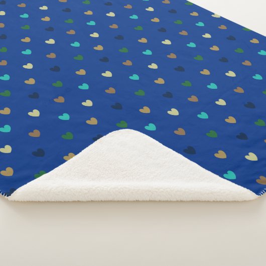 Couverture Sherpa Coeurs Polka dans les tons bleu paon (3/4)