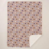 Couverture Sherpa Coeurs Polka sur brun pâle (Devant)