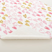 Couverture Sherpa Coeurs rose et or Motif Sherpa Blanket (3/4)