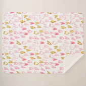 Couverture Sherpa Coeurs rose et or Motif Sherpa Blanket (Devant (Horizontal))