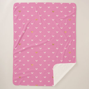 Couverture Sherpa Coeurs rose Fille Or