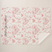 Couverture Sherpa Cœurs roses blancs (Devant (Horizontal))