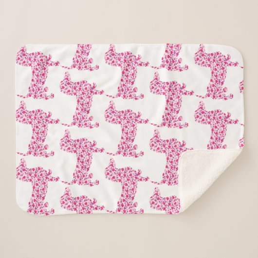 Couverture Sherpa Coeurs roses Dachshund (Devant (Horizontal))