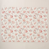 Couverture Sherpa Cœurs Roses Fleurs Rose Romantique (Devant (Horizontal))