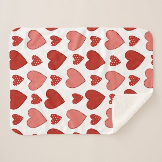 Couverture Sherpa Coeurs rouges (Devant (Horizontal))