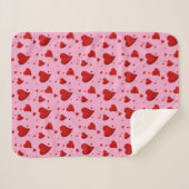 Couverture Sherpa Coeurs rouges en rose (Devant (Horizontal))