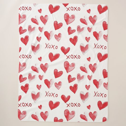 Couverture Sherpa Coeurs rouges XOXO Love (Devant)
