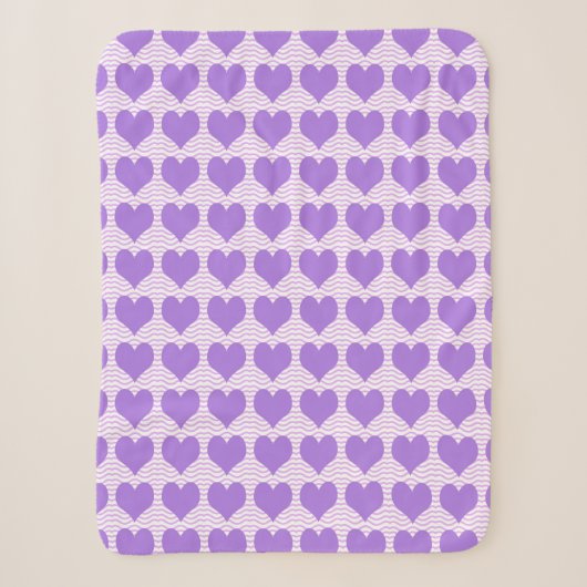 Couverture Sherpa Cœurs violets (Devant)