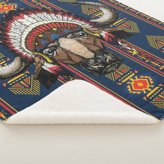 Couverture Sherpa Coiffure de buffle amérindienne (3/4)