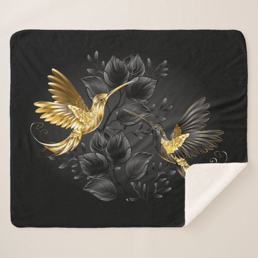 Couverture Sherpa Colibri noir et or (Devant (Horizontal))