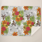 Couverture Sherpa Colibris et bouquet tropical (Devant (Horizontal))