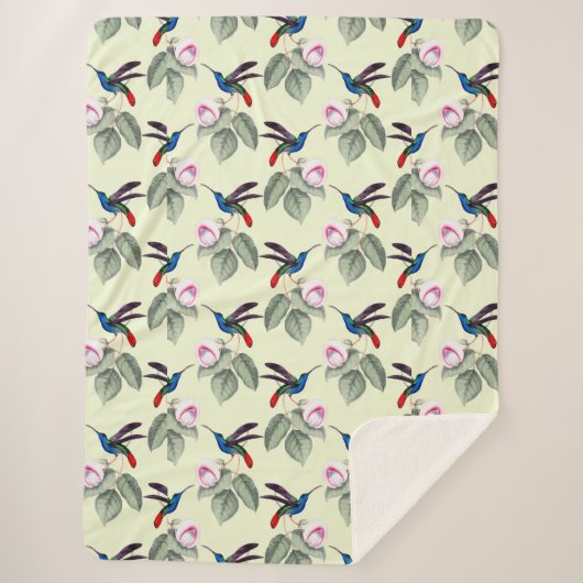 Couverture Sherpa Colibris et fleurs (Devant)