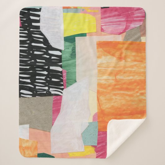 Couverture Sherpa Collage art, moderne coloré abstrait. (Devant)