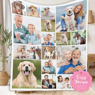 Couverture Sherpa Collage de 18 photos personnalisé moderne simple p