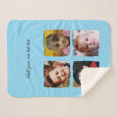 Couverture Sherpa collage de 4 photos ajouter du texte bleu (Devant (Horizontal))