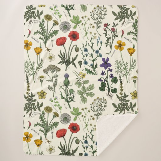 Couverture Sherpa Collage de fleurs sauvages (Devant)