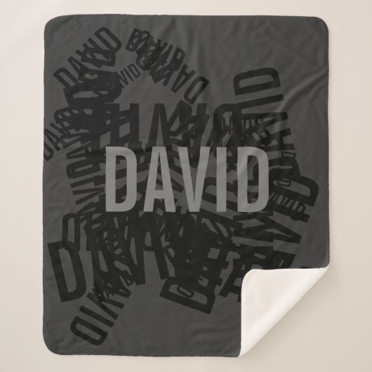 Couverture Sherpa collage de nom cool moderne en noir et gris (Devant)