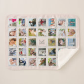 Couverture Sherpa Collage de photos brouillées Monogramme Cadre gris (Devant (Horizontal))