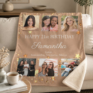 Couverture Sherpa Collage de photos d'anniversaire meilleures amies