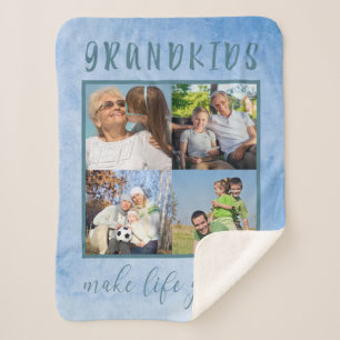 Couverture Sherpa Collage de photos pour Grand-parents Bleu