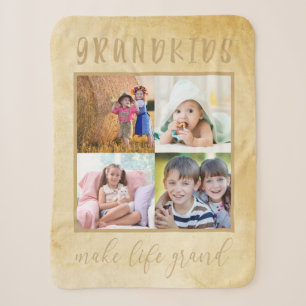 Couverture Sherpa Collage de photos pour grands-parents Crème Rustiq