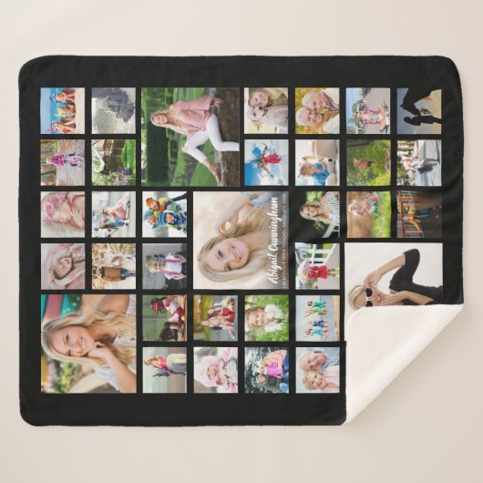 Couverture Sherpa Collage de photos pour les diplômés Nom du script  (Devant (Horizontal))