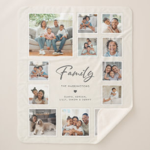 Couverture Sherpa Collage familial moderne de 12 photos personnalisé