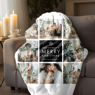 Couverture Sherpa Collage Moderne « Joyeux Noël » Multi Photo