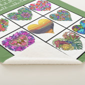 Couverture Sherpa Collage of Painted Hearts (on green), with Quote (3/4)